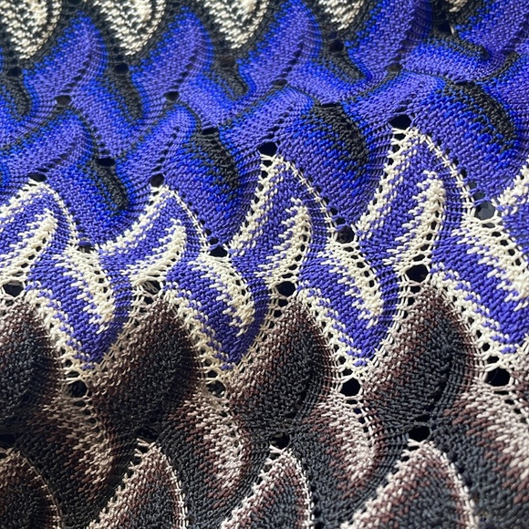 Violet B Black & Purple/Blue Knitted Drape Cardigan w/White Accent Pattern Small - Picture 4 of 7